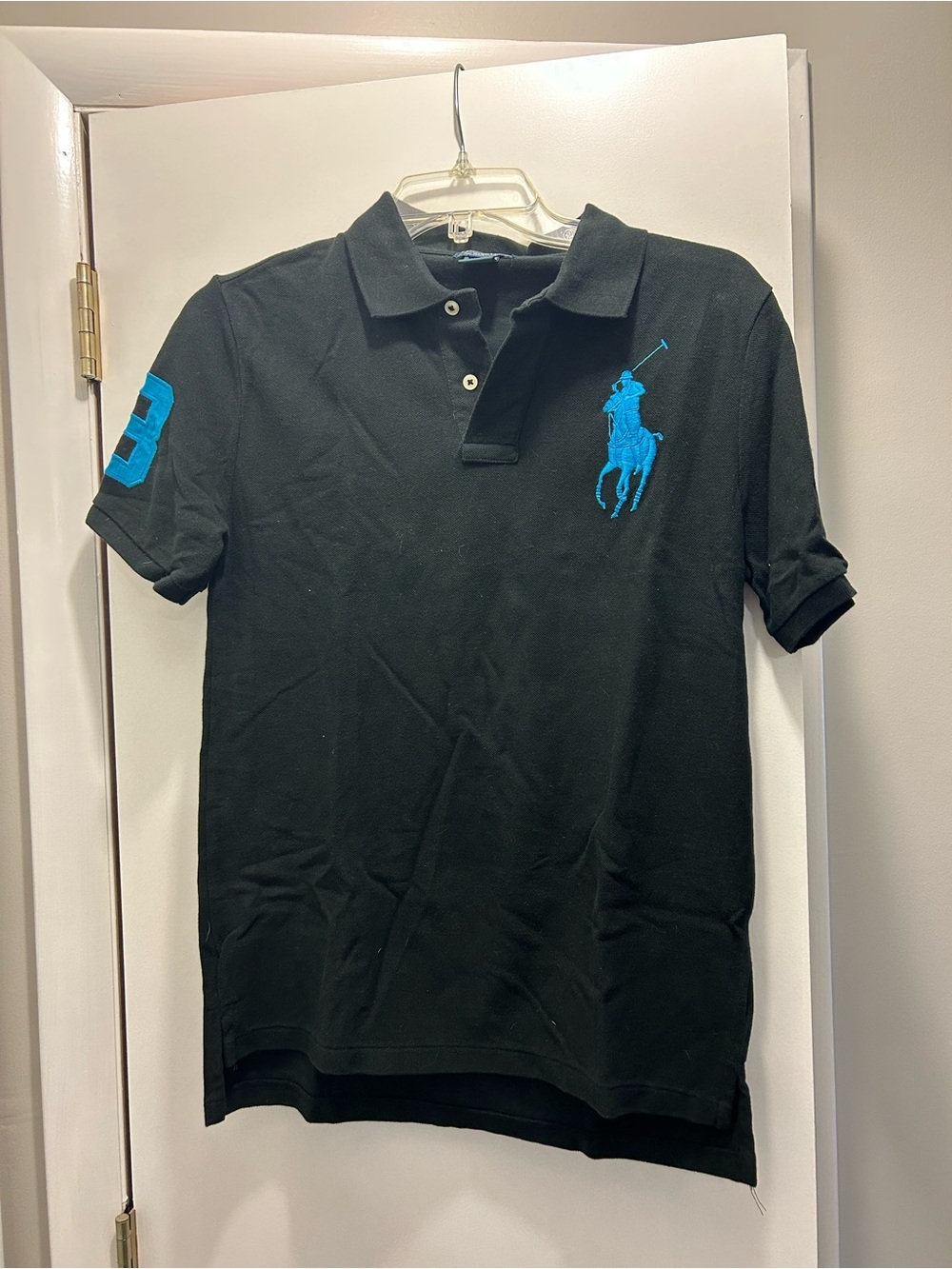 Polo by Ralph Lauren Black Polo Shirt with Bright Blue Logo